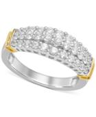 Diamond Three-row Band (1 Ct. T.w.) In 14k White And Yellow Gold