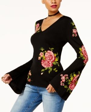 Anna Sui Loves Inc International Concepts Floral Jacquard Sweater, Created For Macy's
