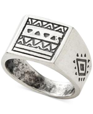 Degs & Sal Men's Aztec Pattern Ring In Sterling Silver