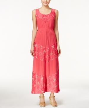 Ny Collection Solid Lace-detail Maxi Dress