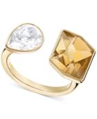 Swarovski Gold-tone Crystal Cuff Ring