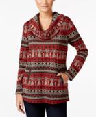 Style & Co Jacquard Cowl-neck Top, Only At Macy's