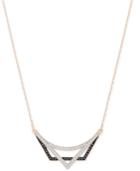 Swarovski Rose Gold-tone Clear And Jet Pave Geometric Pendant Necklace