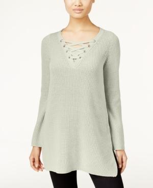 Style & Co. Lace-up Tunic Sweater, Only At Macy's