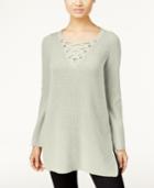 Style & Co. Lace-up Tunic Sweater, Only At Macy's