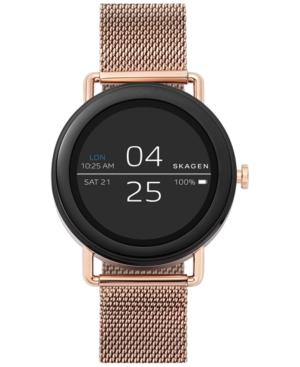 Skagen Unisex Falster Rose Gold-tone Stainless Steel Mesh Bracelet Touchscreen Smart Watch 42mm