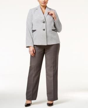 Le Suit Plus Size Two-button Houndstooth Pantsuit