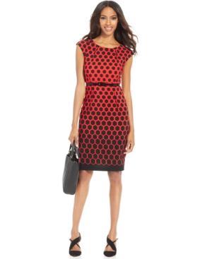 Connected Honeycomb-print Belted Sheath