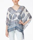 Two By Vince Camuto Sheer Printed Poncho Top