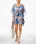 Calvin Klein Navy Geo Floral Caftan Cover Up Women's Swimsuit