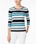 Charter Club Petite Cotton Mixed-stripe Top, Created For Macy's