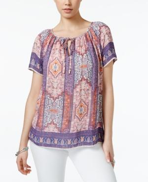 Lucky Brand Jeans Printed Peasant Blouse