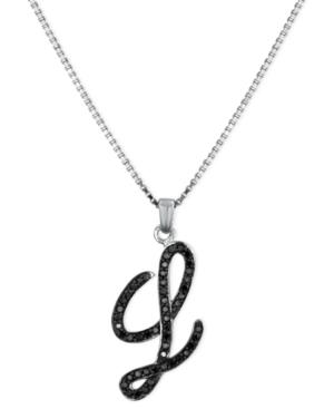 "sterling Silver Necklace, Black Diamond ""l"" Initial Pendant (1/4 Ct. T.w.)"