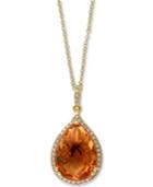 Citrine (5-3/4 Ct. T.w.) & Diamond (1/8 Ct. T.w.) Diamond Teardrop 18 Pendant Necklace In 14k Gold