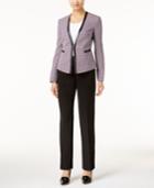 Tahari Asl Faux-leather-trim Tweed Pantsuit