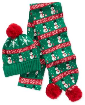 Hooked Up By Iot Juniors' Snowman Hat & Scarf Set