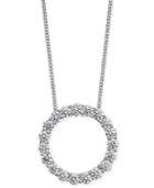 Diamond Circle Pendant Necklace (1-1/2 Ct. T.w.) In 14k White Gold, 16 + 2 Extender