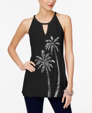 Inc International Concepts Petite Sequined Halter Top, Created For Macy's