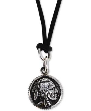 King Baby Men's Chief Disc Black Cord 24 Pendant Necklace In Sterling Silver