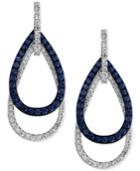 Effy Sapphire (5/8 Ct. T.w.) And Diamond (3/8 Ct. T.w.) Open Double Teardrop Earrings In 14k White Gold