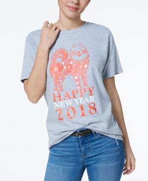 Hybrid Juniors' Happy New Year Dog Graphic T-shirt