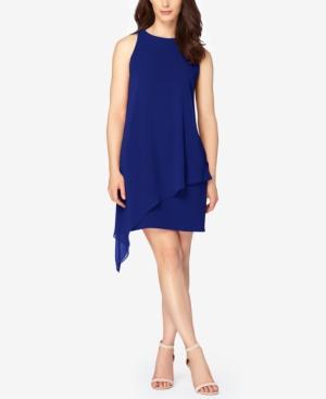 Tahari Asl Chiffon Overlay Sheath Dress