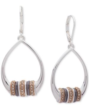 Nine West Tri-tone Beaded Band Drop Earrings