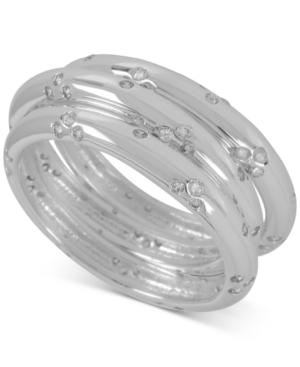 Touch Of Silver 3-pc. Set Stacking Crystal Accent Rings In Silver-plate