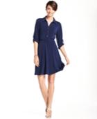 Ny Collection Petite Roll-tab-sleeve Shirtdress