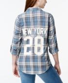 Polly & Esther Juniors' Plaid Graphic High-low Shirt
