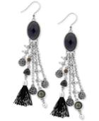 Lucky Brand Silver-tone Stone, Tassel & Bead Fringe Drop Earrings, A Macy's Exclusive Style