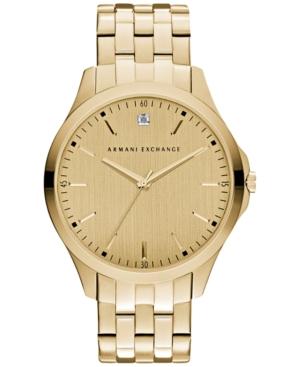 Ax Armani Exchange Men's Diamond Accent Gold-tone Stainless Steel Bracelet Watch 46mm Ax2167