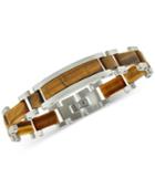 Esquire Men's Jewelry Tiger's Eye Bracelet In Stainless Steel, Created For Macy's