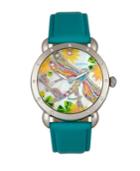 Bertha Quartz Jennifer Collection Silver And Turquoise Leather Watch 38mm