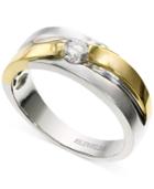 Effy Men's Diamond (1/3 Ct. T.w.) Solitaire Ring In 14k White And Yellow Gold