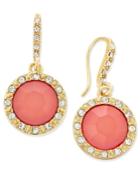Inc International Concepts Gold-tone Pink Stone And Pave Framed Drop Earrings, Only At Macy's