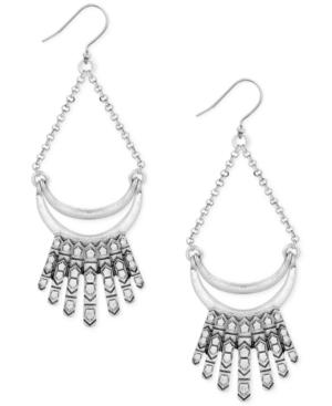 Lucky Brand Silver-tone Semi-circle Fringe Drop Earrings