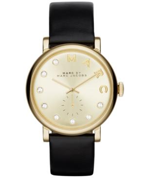 Marc By Marc Jacobs Women's Baker Dexter Black Leather Strap Watch 36mm Mbm1399