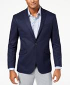 Kenneth Cole Reaction Men's Slim-fit Stretch Navy/blue Pin-dot Sport Coat