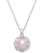 Pink Cultured Freshwater Pearl (10mm) & Morganite (2 Ct. T.w.) Pendant Necklace In Sterling Silver