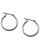 Nine West Silver-tone 2/3 Small Tube Hoop Earrings