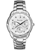 Bulova Watch, Women's Diamond Accent Stainless Steel Bracelet 36mm 96r195