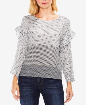 Vince Camuto Printed Ruffle-shoulder Top
