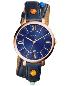 Fossil Women's Jacqueline Multicolor Stone Blue Leather Wrap Strap Watch 36mm Es4102