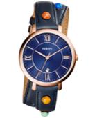 Fossil Women's Jacqueline Multicolor Stone Blue Leather Wrap Strap Watch 36mm Es4102