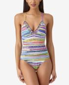 Anne Cole Printed Smocked-neckline One-piece Swimsuit Women's Swimsuit