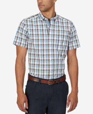 Nautica Men's Oyster Plaid Short-sleeve Shirt