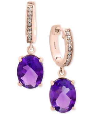 Effy Viola Amethyst (3-1/2 Ct. T.w.) And Diamond Accent Drop Earrings In 14k Rose Gold