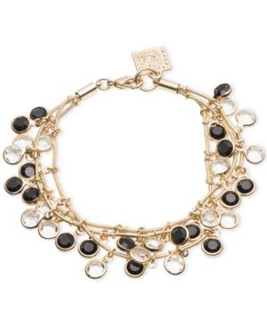 Anne Klein Gold-tone Jet And Crystal Layer Bracelet
