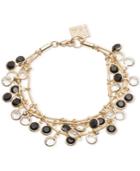 Anne Klein Gold-tone Jet And Crystal Layer Bracelet
